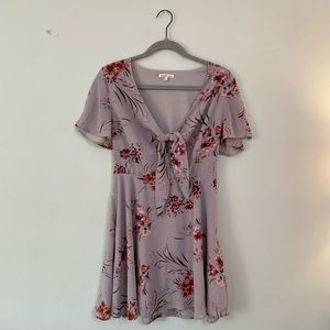 Charlotte Russe Purple Gray Silky Floral Mini Dress Size M